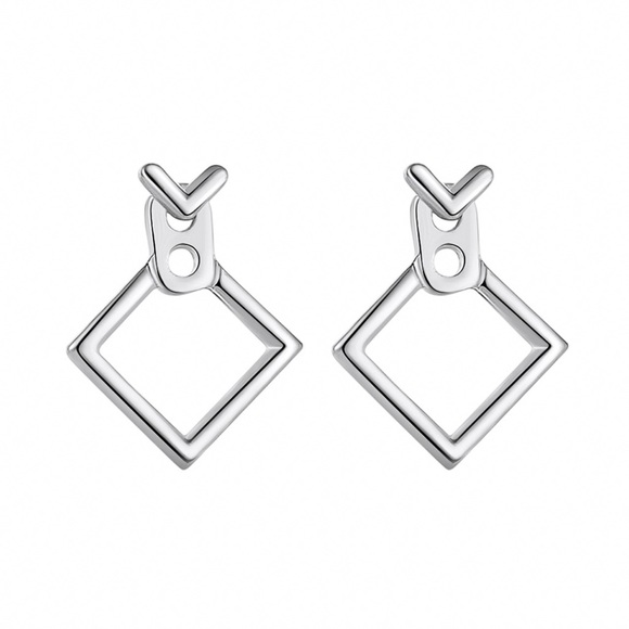 2/$20!  Minimalist Silver Square Studs & Jackets - Picture 2 of 7